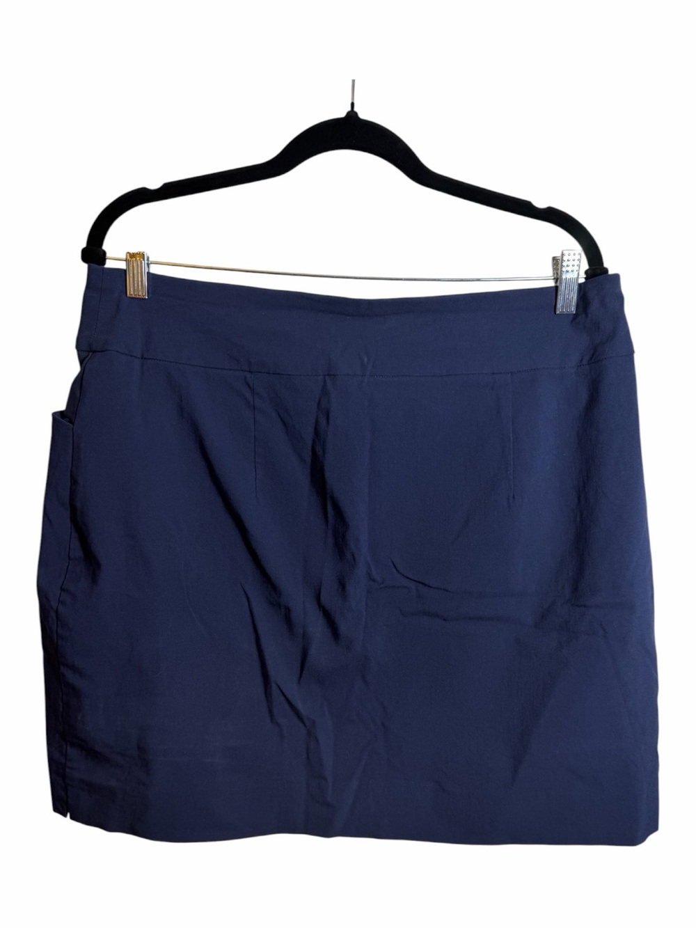 JM Collection Navy Solid Short Skirt w/ Pockets Regular Size L